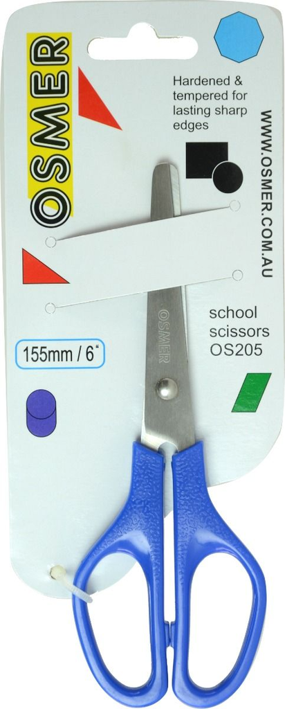 155mm SCHOOL SCISSORS - BLUE - WIDE HANDLE