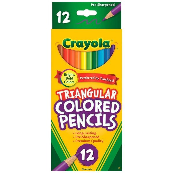 12 Full Size Triangular Colored Pencils