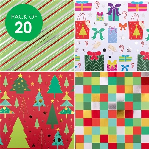 [TK-2771] Christmas Craft Paper - Foil Details - Pack of 20