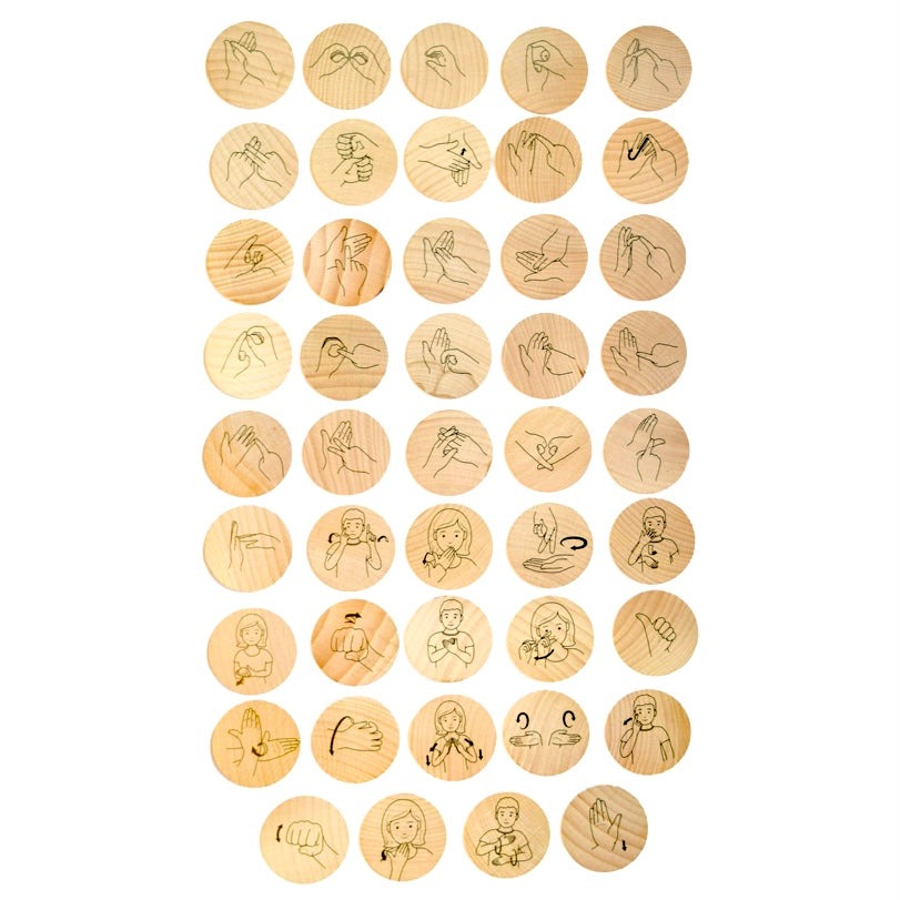 Sign Language Wooden Disks
