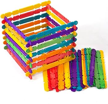 Wooden Construction Sticks - Coloured - Pack of 150