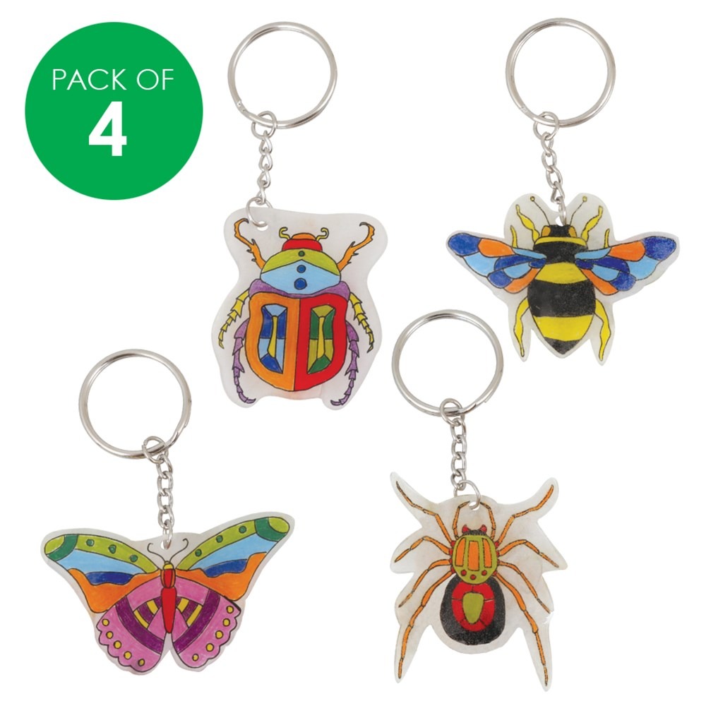 Minibeast Shrink Plastic Keyrings - Pack of 4