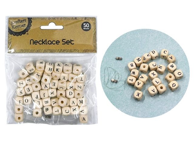 Wooden Alphabet Beads - Pack of 50