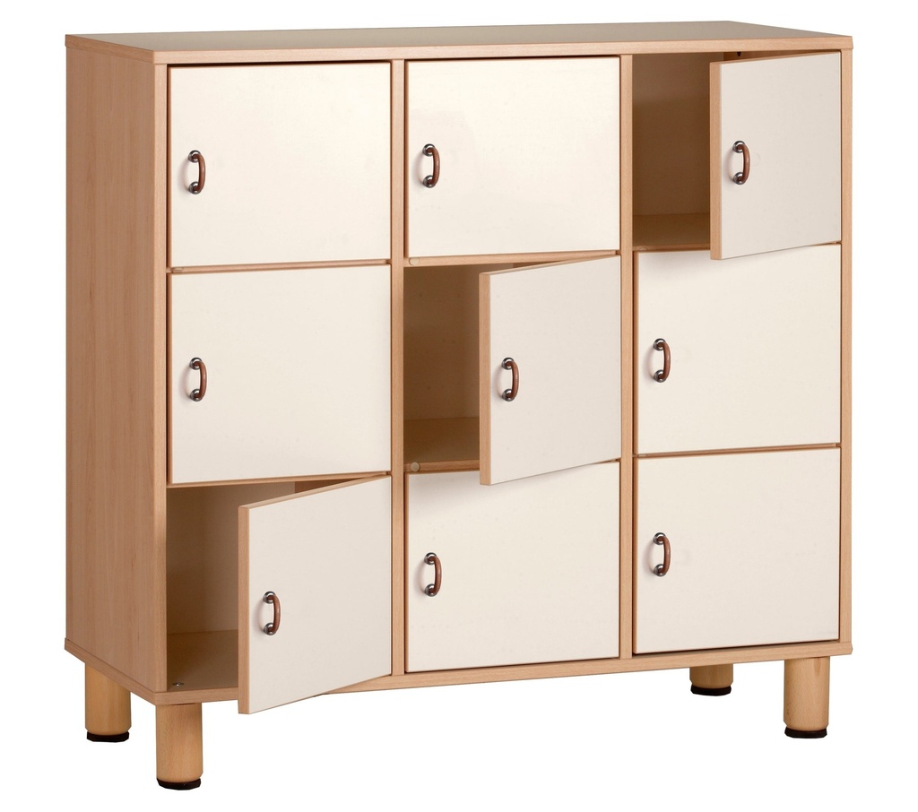 9 Space Locker with Doors & Castor Wheels