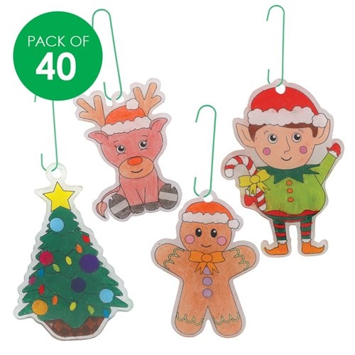 Printed Christmas Shrink Film Ornaments - Pack of 40