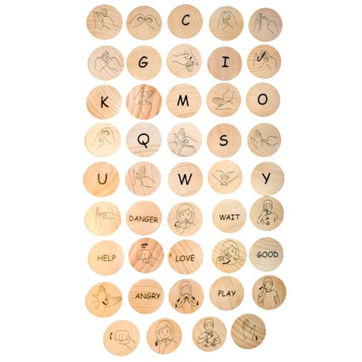 Sign Language Wooden Discs