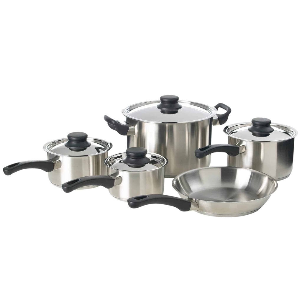 KH CLASSIK CHEF SAUCEPAN SET INDUCTION 5 PCE BLACK HDL S/STEEL