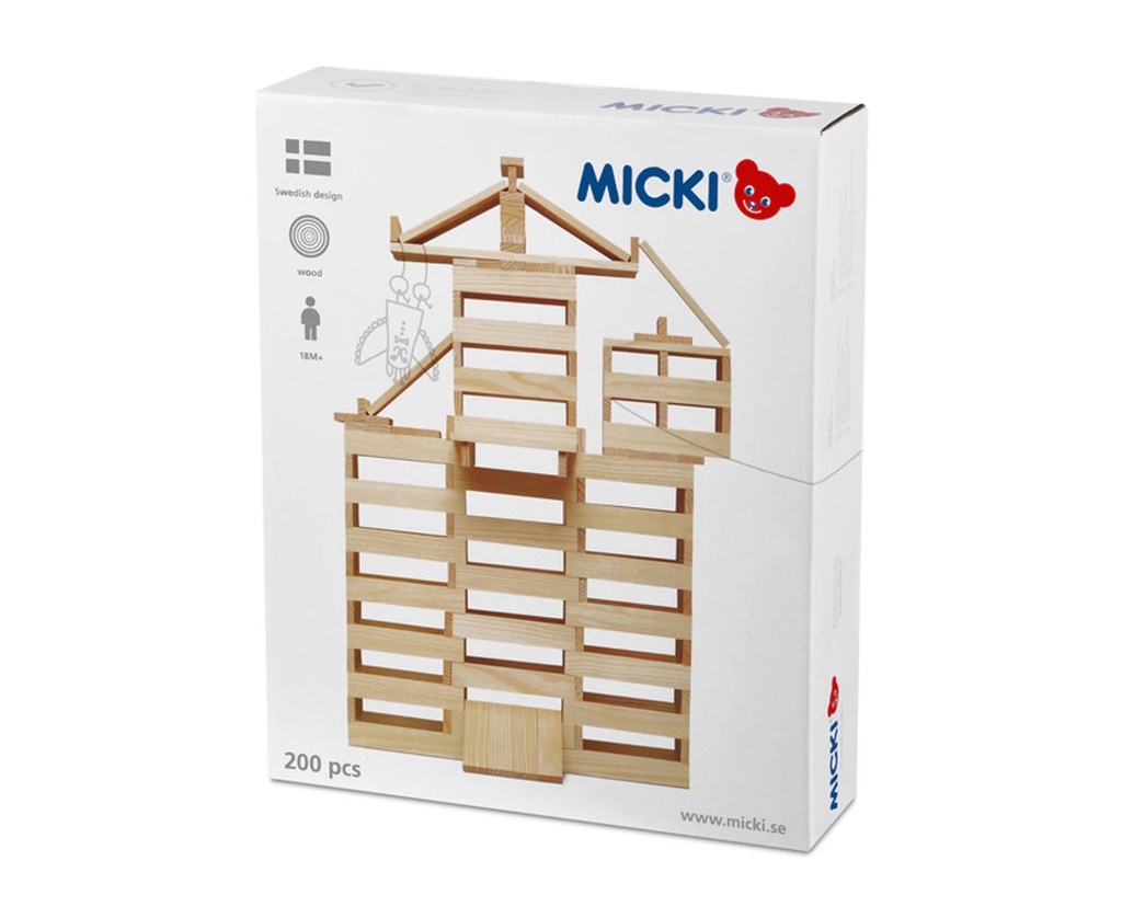 Micki Wooden Natural Building Planks - 200 pieces