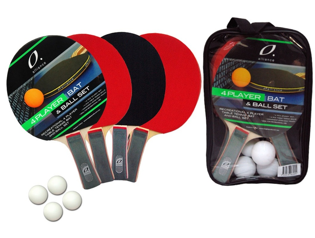 Table Tennis Complete Set (Bats, Balls, Net, Posts) - 4 Players