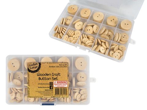 Wooden Craft Buttons - Set of 100