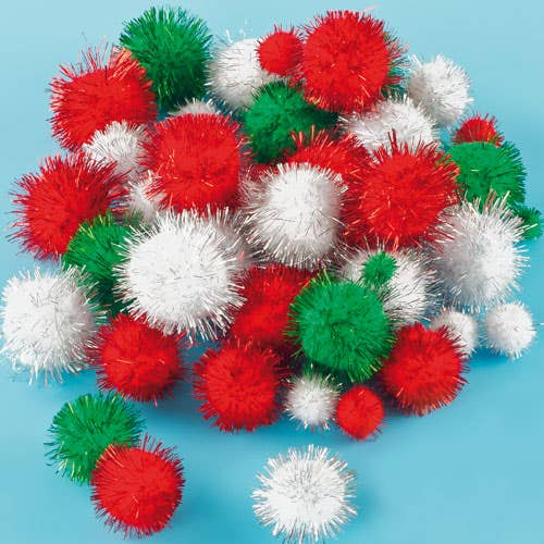 Pom Poms - Christmas Glitter - Pack of 200