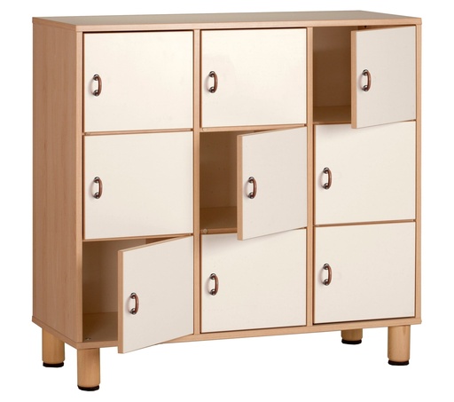 9 Space Locker with Doors & Castor Wheels