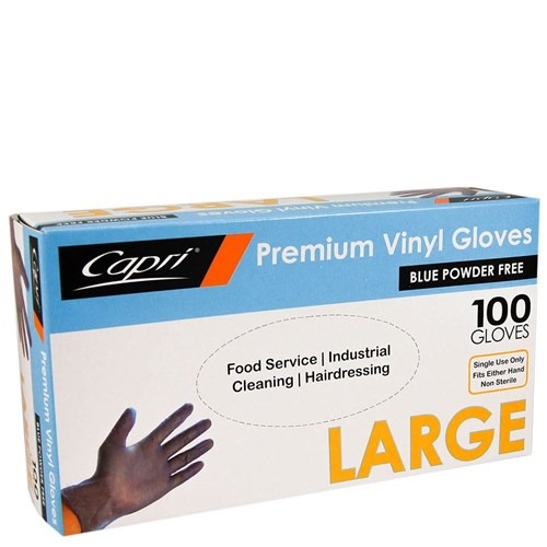 Vinyl Gloves - Blue Powder Free - Pack of 100