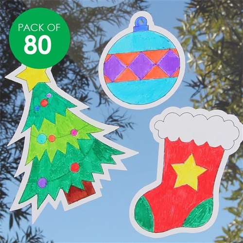 [TK-0256] Colour Your Own Window Clings - Christmas - Pack of 80